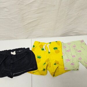 Mixed Brand Shorts Baby Girls 18M Yellow Green Blue Pineapple Flamingo Lot 3pc